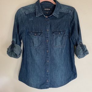 Express Denim Button-Up Shirt - XS